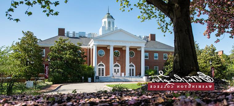 Casey Academic Center with a Washington College logo